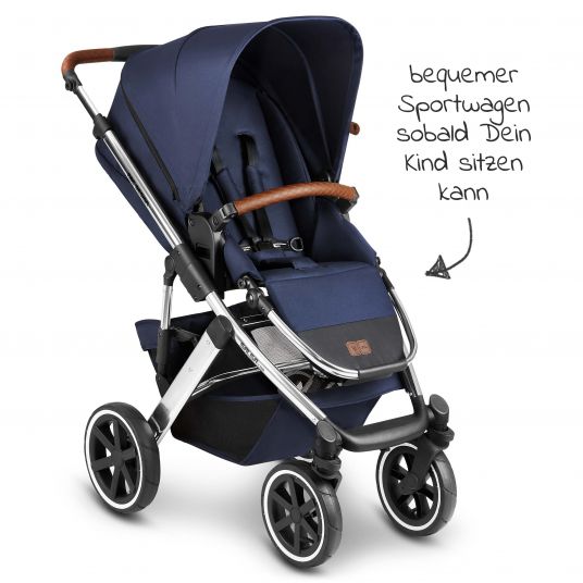 ABC Design Kombi-Kinderwagen Salsa 4 Air - inkl. Babywanne, Sportsitz & XXL Zubehörpaket - Diamond Edition - Navy