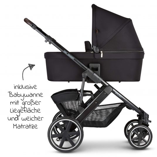 ABC Design Kombi-Kinderwagen Salsa 4 - inkl. Babywanne & Sportsitz - Fashion Edition - Midnight