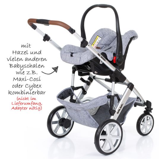 ABC Design Kombi-Kinderwagen Salsa 4 - inkl. Babywanne & Sportsitz - Graphite Grey