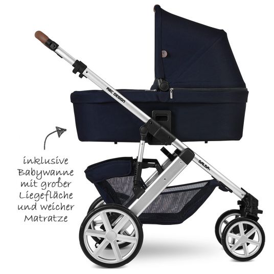 ABC Design Kombi-Kinderwagen Salsa 4 - inkl. Babywanne & Sportsitz - Shadow