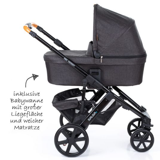 ABC Design Combi stroller Salsa 4 - incl. baby bath & sport seat - special series Wood - Piano