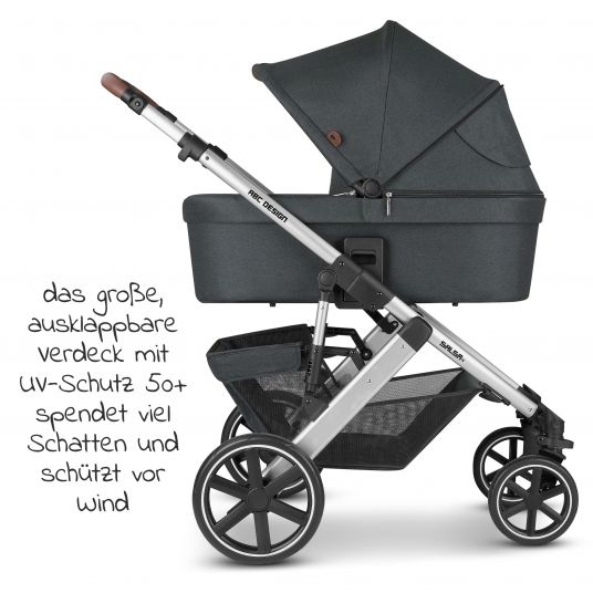 ABC Design Kombi-Kinderwagen Salsa 4 - inkl. Babywanne & Sportsitz - Storm