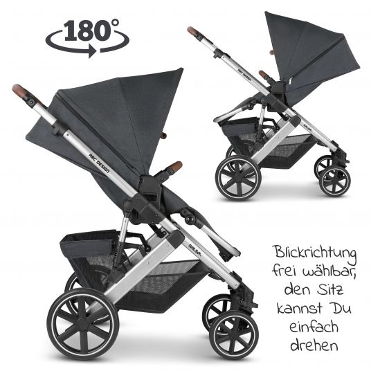 ABC Design Kombi-Kinderwagen Salsa 4 - inkl. Babywanne & Sportsitz - Storm