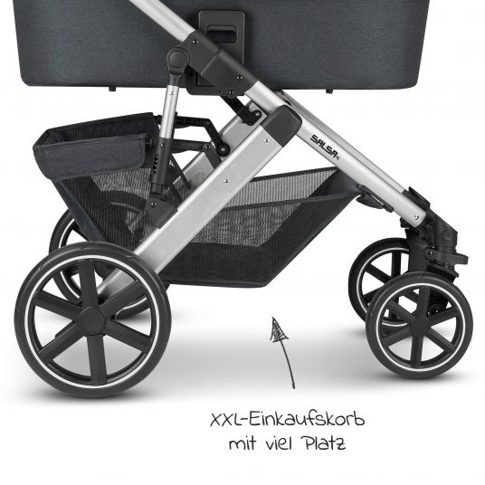ABC Design Kombi-Kinderwagen Salsa 4 - inkl. Babywanne, Sportsitz und XXL Zubehör-Paket - Storm