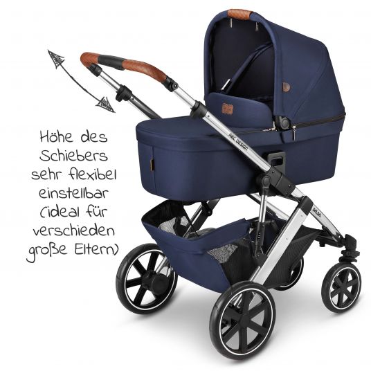 ABC Design Kombi-Kinderwagen Salsa 4 - inkl. Babywanne, Sportsitz & XXL Zubehörpaket - Diamond Edition - Navy