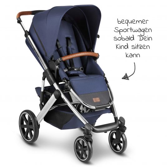ABC Design Kombi-Kinderwagen Salsa 4 - inkl. Babywanne, Sportsitz & XXL Zubehörpaket - Diamond Edition - Navy