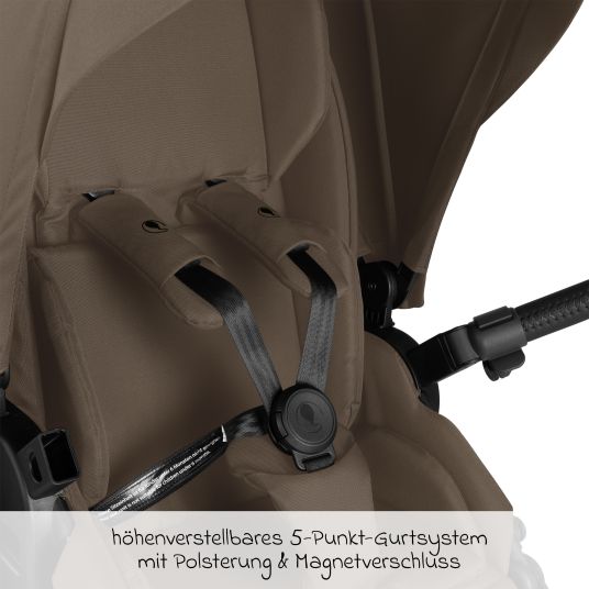 ABC Design Kombi-Kinderwagen Salsa 5 Air - inkl. Babywanne & Sportsitz - Dark Brown