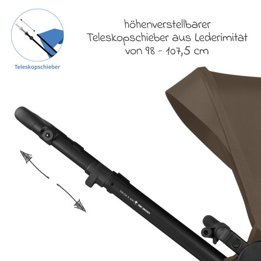 ABC Design Kombi-Kinderwagen Salsa 5 Air - inkl. Babywanne & Sportsitz - Dark Brown