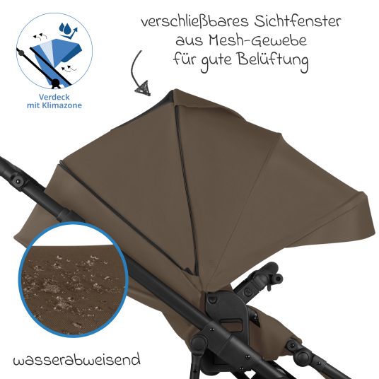 ABC Design Kombi-Kinderwagen Salsa 5 Air - inkl. Babywanne & Sportsitz - Dark Brown