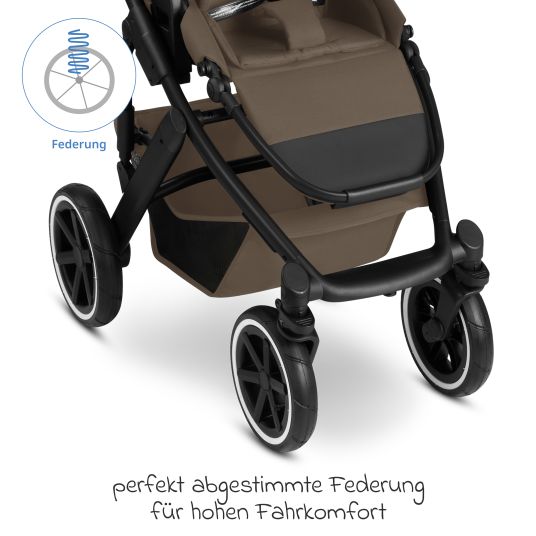 ABC Design Kombi-Kinderwagen Salsa 5 Air - inkl. Babywanne & Sportsitz - Dark Brown