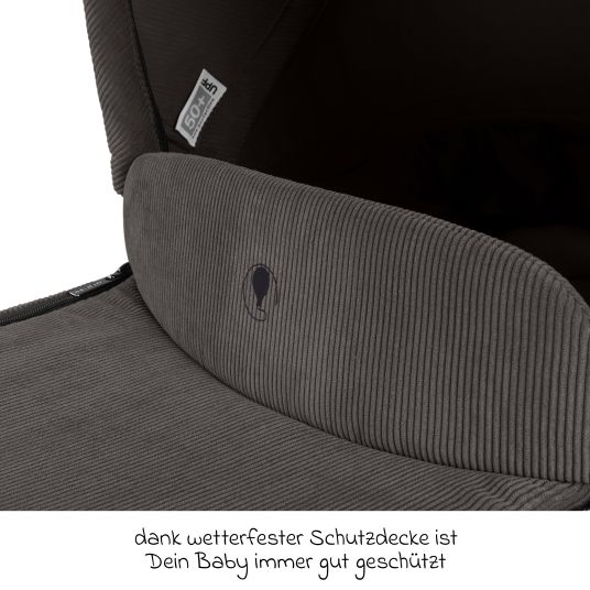 ABC Design Kombi-Kinderwagen Salsa 5 Air inkl. Babywanne & Sportsitz mit XXL-Zubehörpaket - Almond