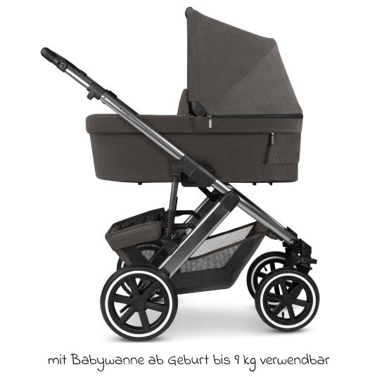 ABC Design Kombi-Kinderwagen Salsa 5 Air inkl. Babywanne & Sportsitz mit XXL-Zubehörpaket - Almond