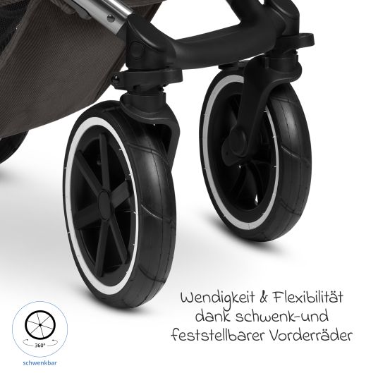 ABC Design Kombi-Kinderwagen Salsa 5 Air inkl. Babywanne & Sportsitz mit XXL-Zubehörpaket - Almond