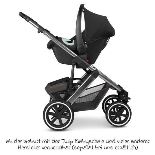 ABC Design Kombi-Kinderwagen Salsa 5 Air inkl. Babywanne & Sportsitz mit XXL-Zubehörpaket - Almond