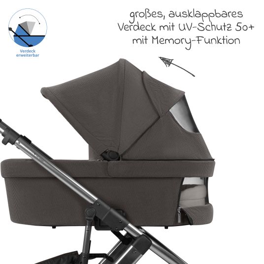 ABC Design Kombi-Kinderwagen Salsa 5 Air inkl. Babywanne & Sportsitz mit XXL-Zubehörpaket - Almond