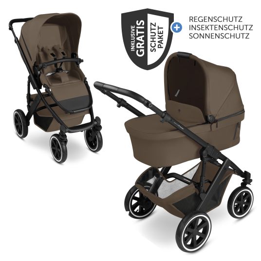 ABC Design Passeggino Salsa 5 Air con navicella e seggiolino sportivo e pacchetto accessori XXL - Marrone scuro