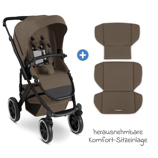 ABC Design Passeggino Salsa 5 Air con navicella e seggiolino sportivo e pacchetto accessori XXL - Marrone scuro