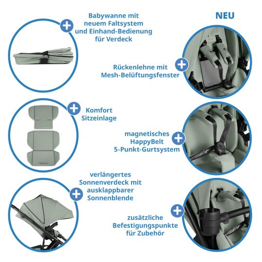 ABC Design Kombi-Kinderwagen Salsa 5 Air inkl. Babywanne & Sportsitz mit XXL-Zubehörpaket - Pine