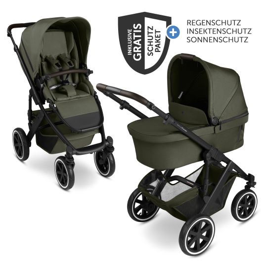 ABC Design Passeggino Salsa 5 Air con navicella e seggiolino sportivo e pacchetto accessori XXL - Pure - Avocado