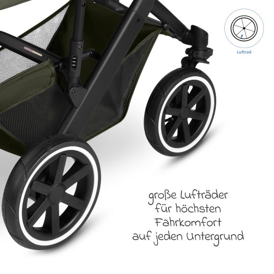 ABC Design Kombi-Kinderwagen Salsa 5 Air inkl. Babywanne & Sportsitz mit XXL-Zubehörpaket - Pure - Avocado