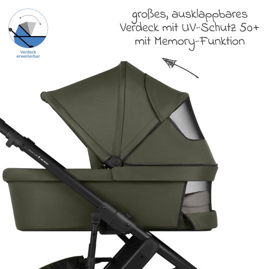 ABC Design Kombi-Kinderwagen Salsa 5 Air inkl. Babywanne & Sportsitz mit XXL-Zubehörpaket - Pure - Avocado