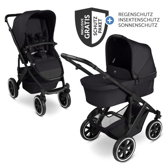 ABC Design Passeggino Salsa 5 Air con navicella e seggiolino sportivo e pacchetto accessori XXL - Pure - Carbone