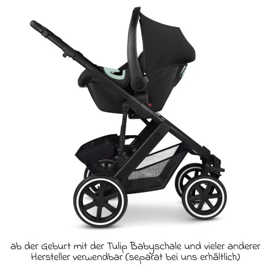 ABC Design Kombi-Kinderwagen Salsa 5 Air inkl. Babywanne & Sportsitz mit XXL-Zubehörpaket - Pure - Coal