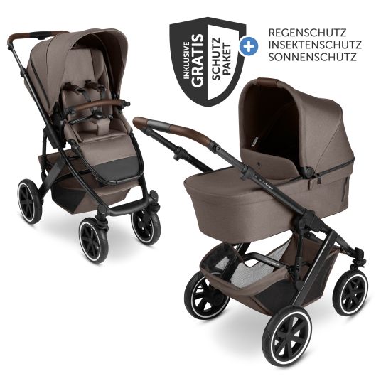 ABC Design Kombi-Kinderwagen Salsa 5 Air inkl. Babywanne & Sportsitz mit XXL-Zubehörpaket - Pure - Nature