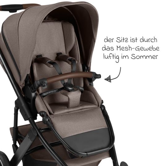 ABC Design Kombi-Kinderwagen Salsa 5 Air inkl. Babywanne & Sportsitz mit XXL-Zubehörpaket - Pure - Nature