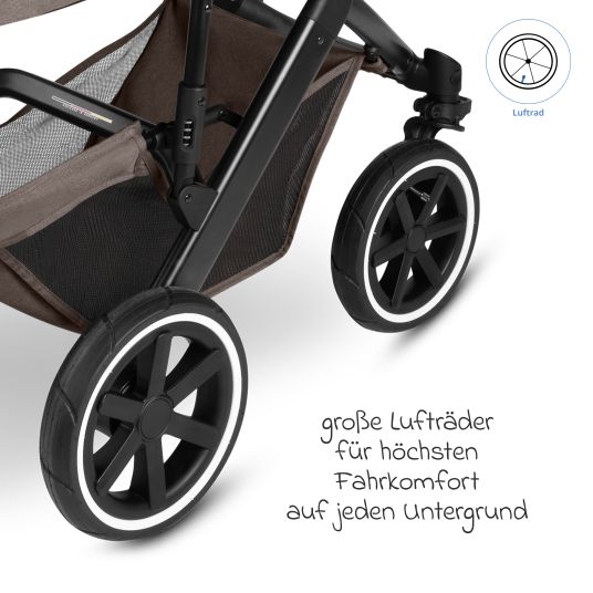 ABC Design Kombi-Kinderwagen Salsa 5 Air inkl. Babywanne & Sportsitz mit XXL-Zubehörpaket - Pure - Nature