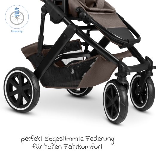 ABC Design Kombi-Kinderwagen Salsa 5 Air inkl. Babywanne & Sportsitz mit XXL-Zubehörpaket - Pure - Nature