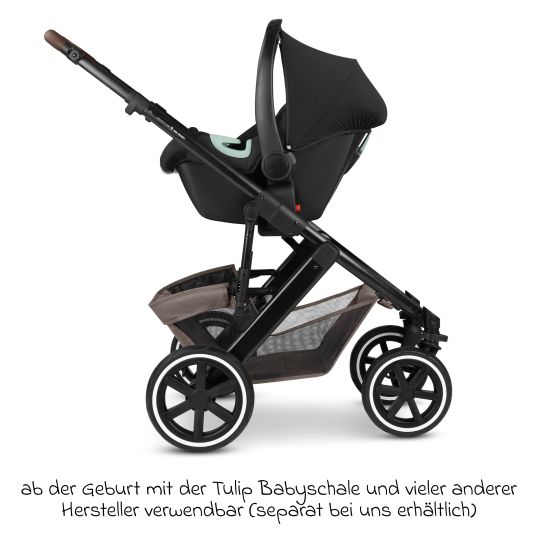 ABC Design Kombi-Kinderwagen Salsa 5 Air inkl. Babywanne & Sportsitz mit XXL-Zubehörpaket - Pure - Nature