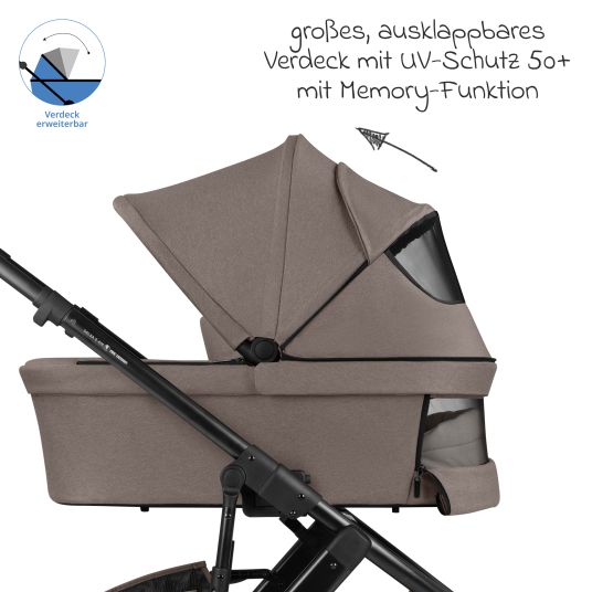 ABC Design Kombi-Kinderwagen Salsa 5 Air inkl. Babywanne & Sportsitz mit XXL-Zubehörpaket - Pure - Nature