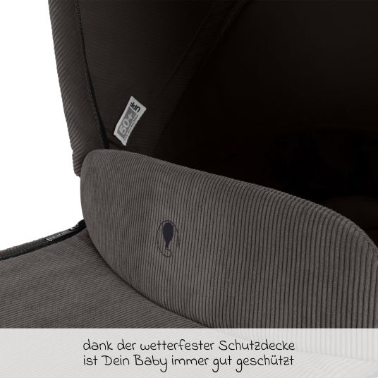 ABC Design Kombi-Kinderwagen Salsa 5 Air inkl. Wickeltasche Urban, Winterfußsack, Babywanne & Sportsitz - Almond