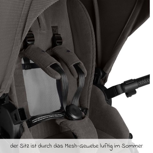 ABC Design Kombi-Kinderwagen Salsa 5 Air inkl. Wickeltasche Urban, Winterfußsack, Babywanne & Sportsitz - Almond