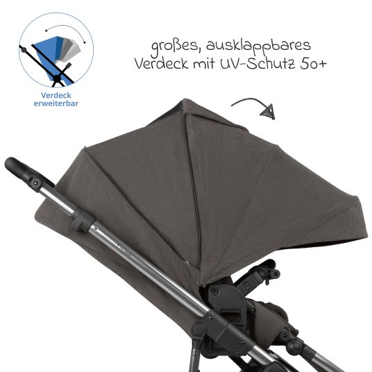 ABC Design Kombi-Kinderwagen Salsa 5 Air inkl. Wickeltasche Urban, Winterfußsack, Babywanne & Sportsitz - Almond