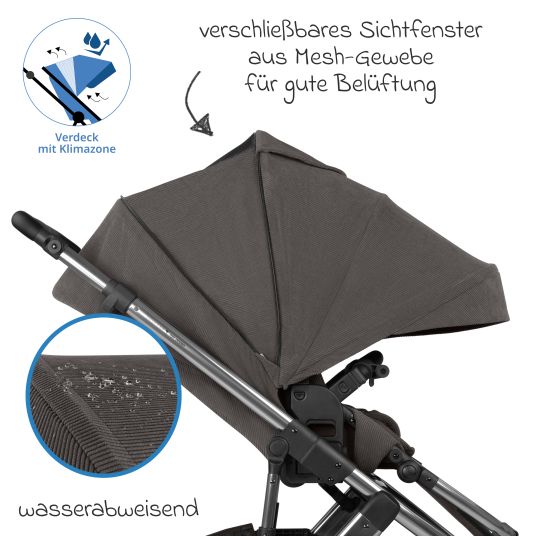 ABC Design Kombi-Kinderwagen Salsa 5 Air inkl. Wickeltasche Urban, Winterfußsack, Babywanne & Sportsitz - Almond