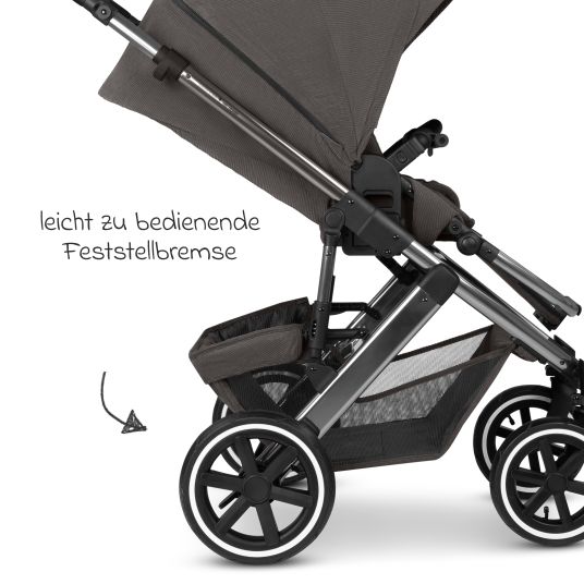 ABC Design Kombi-Kinderwagen Salsa 5 Air inkl. Wickeltasche Urban, Winterfußsack, Babywanne & Sportsitz - Almond