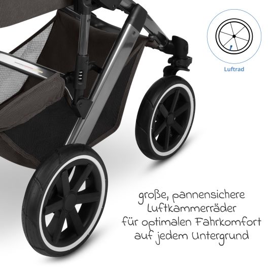 ABC Design Kombi-Kinderwagen Salsa 5 Air inkl. Wickeltasche Urban, Winterfußsack, Babywanne & Sportsitz - Almond