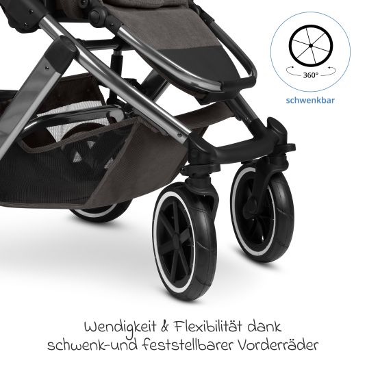 ABC Design Kombi-Kinderwagen Salsa 5 Air inkl. Wickeltasche Urban, Winterfußsack, Babywanne & Sportsitz - Almond