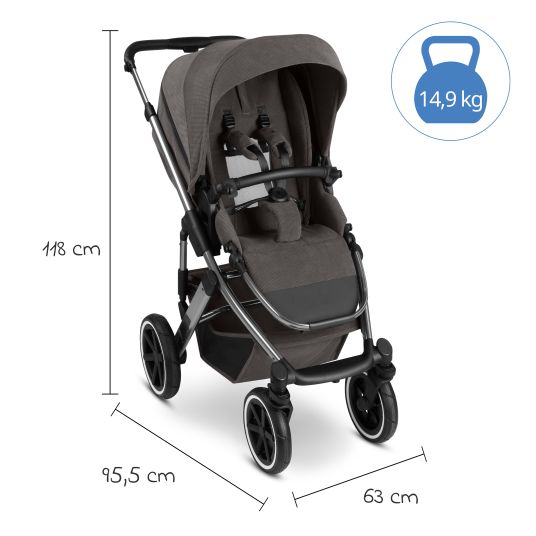 ABC Design Kombi-Kinderwagen Salsa 5 Air inkl. Wickeltasche Urban, Winterfußsack, Babywanne & Sportsitz - Almond