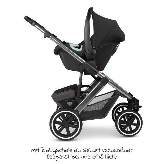 ABC Design Kombi-Kinderwagen Salsa 5 Air inkl. Wickeltasche Urban, Winterfußsack, Babywanne & Sportsitz - Almond