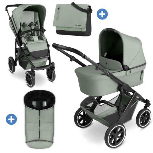 ABC Design Kombi-Kinderwagen Salsa 5 Air inkl. Wickeltasche Urban, Winterfußsack, Babywanne & Sportsitz - Pine