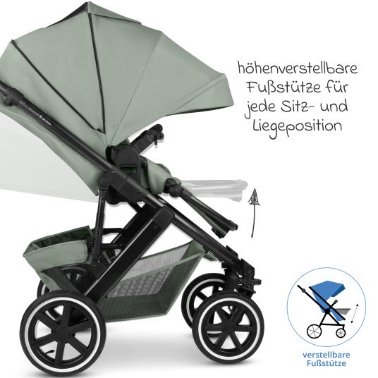 ABC Design Kombi-Kinderwagen Salsa 5 Air inkl. Wickeltasche Urban, Winterfußsack, Babywanne & Sportsitz - Pine