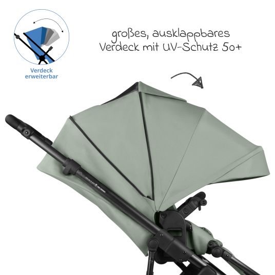 ABC Design Kombi-Kinderwagen Salsa 5 Air inkl. Wickeltasche Urban, Winterfußsack, Babywanne & Sportsitz - Pine