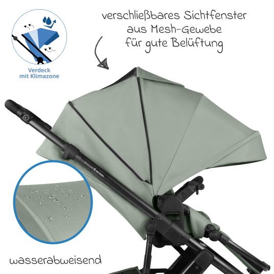 ABC Design Kombi-Kinderwagen Salsa 5 Air inkl. Wickeltasche Urban, Winterfußsack, Babywanne & Sportsitz - Pine