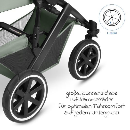 ABC Design Kombi-Kinderwagen Salsa 5 Air inkl. Wickeltasche Urban, Winterfußsack, Babywanne & Sportsitz - Pine