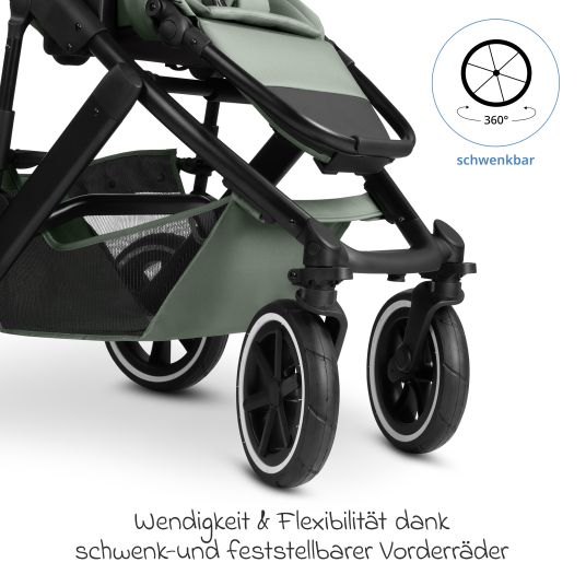 ABC Design Kombi-Kinderwagen Salsa 5 Air inkl. Wickeltasche Urban, Winterfußsack, Babywanne & Sportsitz - Pine