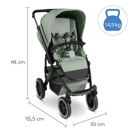 ABC Design Kombi-Kinderwagen Salsa 5 Air inkl. Wickeltasche Urban, Winterfußsack, Babywanne & Sportsitz - Pine