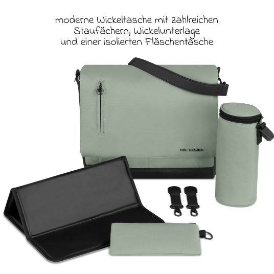 ABC Design Kombi-Kinderwagen Salsa 5 Air inkl. Wickeltasche Urban, Winterfußsack, Babywanne & Sportsitz - Pine